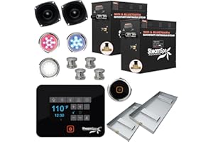 SteamSpa Generator with Quick Start Continuous Steam Technology, Wi-Fi, Bluetooth and Autodrain | 21kW Steam Generator with Brushed Nickel Steam Head with Aromatherapy Reservoir | RVB2100BN-A