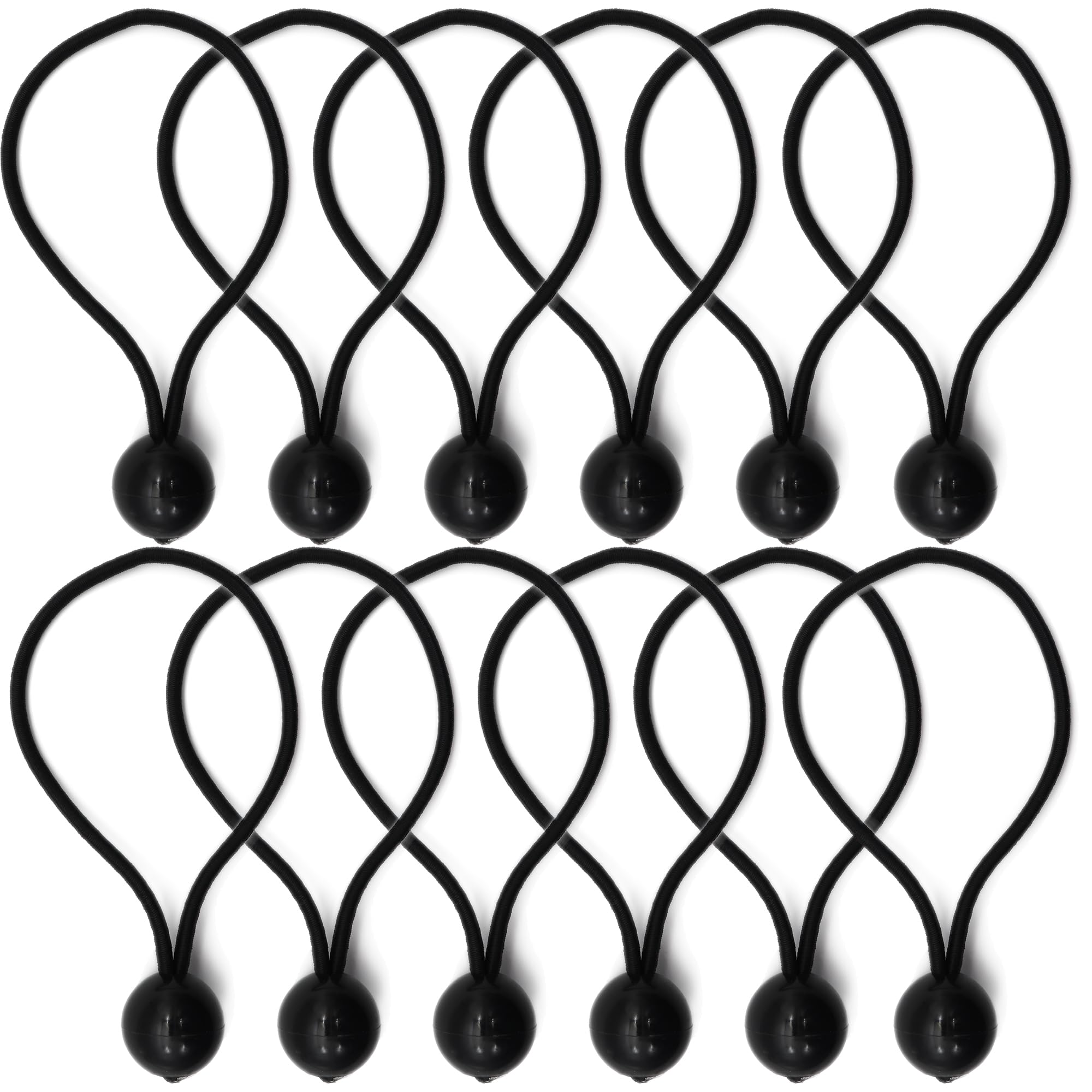 SOL 12pk Bungee Cords with Balls Elastic Tarpaulin Ties for Tent Canopy Flags Banners Heavy Duty Toggles for Marquee Tarps Tie Downs Outdoor Camping and Securing Loads