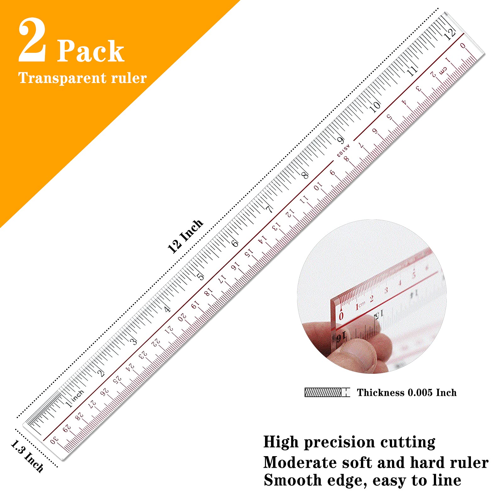 Mua Adisalyd Ruler 12 inch, Clear Plastic 12 inch Ruler, Apply to ...