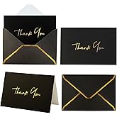 Winoo Design Heavy Duty Thank You Cards with Envelopes - 36 PK - Gold Thank You Notes 4x6 Inches for Wedding Cards Small Business Graduation Funeral Bridal Shower (Night Black)