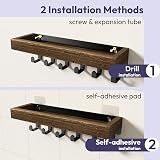 SW TYMIKI Key Holder with Wood Tray 6 Hooks Wall Mounted Organizer view 4