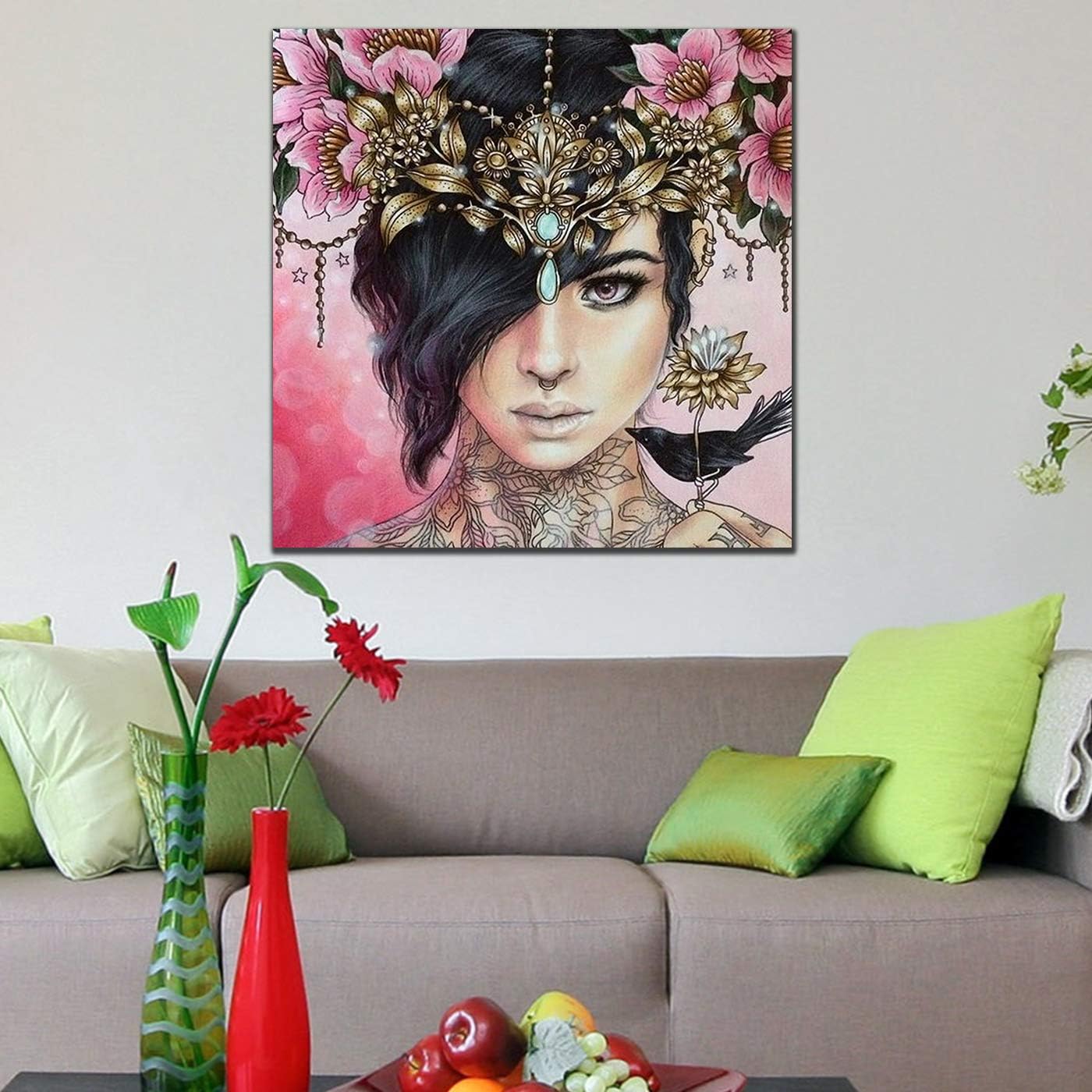 Style Crome Wooden Framed Helloween Theme Painting for Home décor Bedroom/Living Room 24 x 24 inches