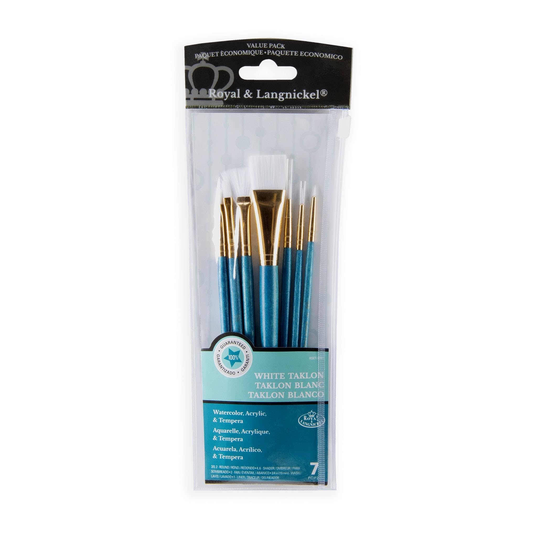 Royal and Langnickel Taklon Variety Brush Set - White (Pack of 7)