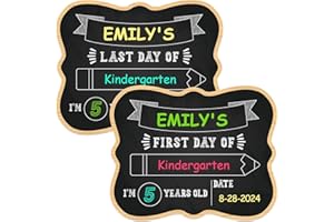 PETCEE First & Last Day of School Chalkboard - 9.5" x 12" Back to School Board Sign Reusable 1st Day of Preschool Kindergarten Photo Props Gifts for Kids Girls Boys