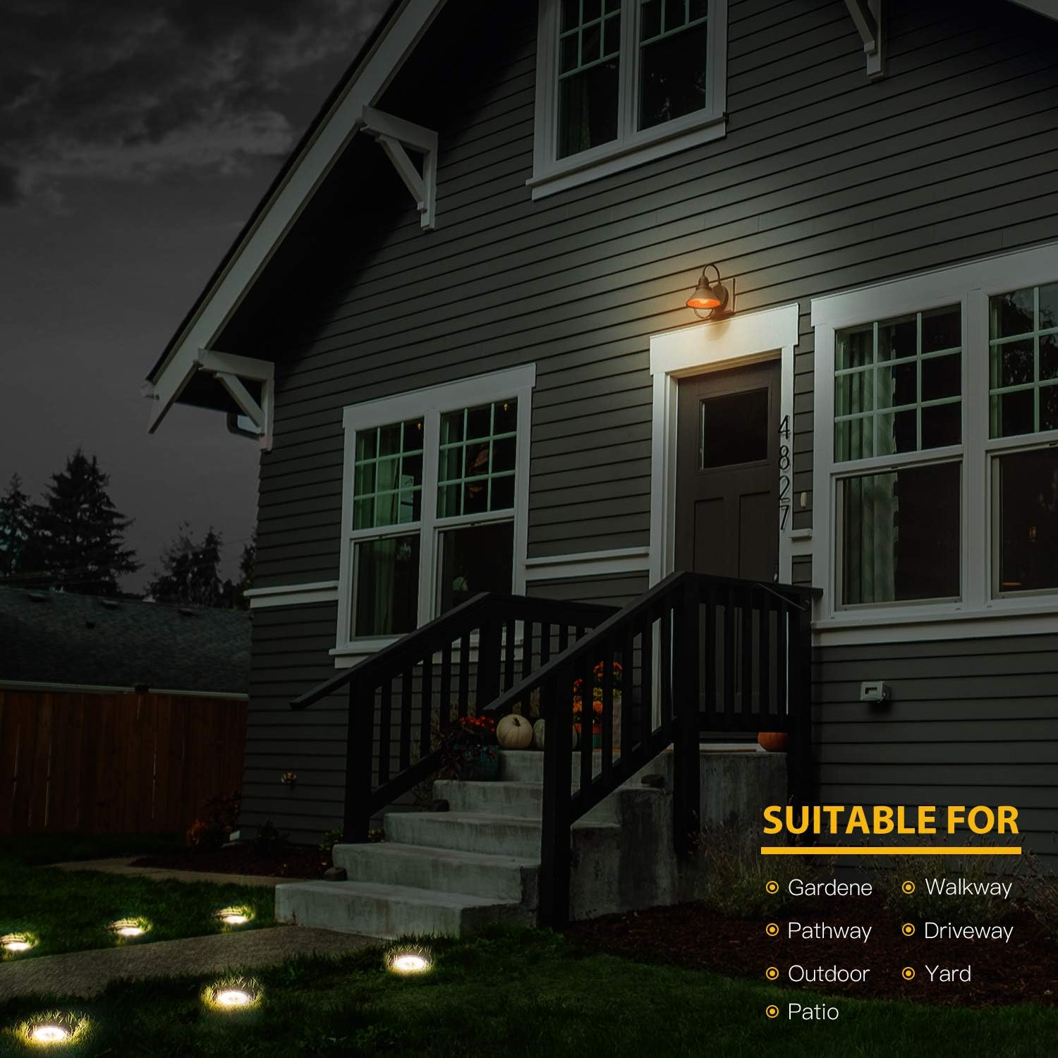 Harz Stein Solarlampen für Hof JooHoo Solar Bodenleuchten 8 PACK-Warm