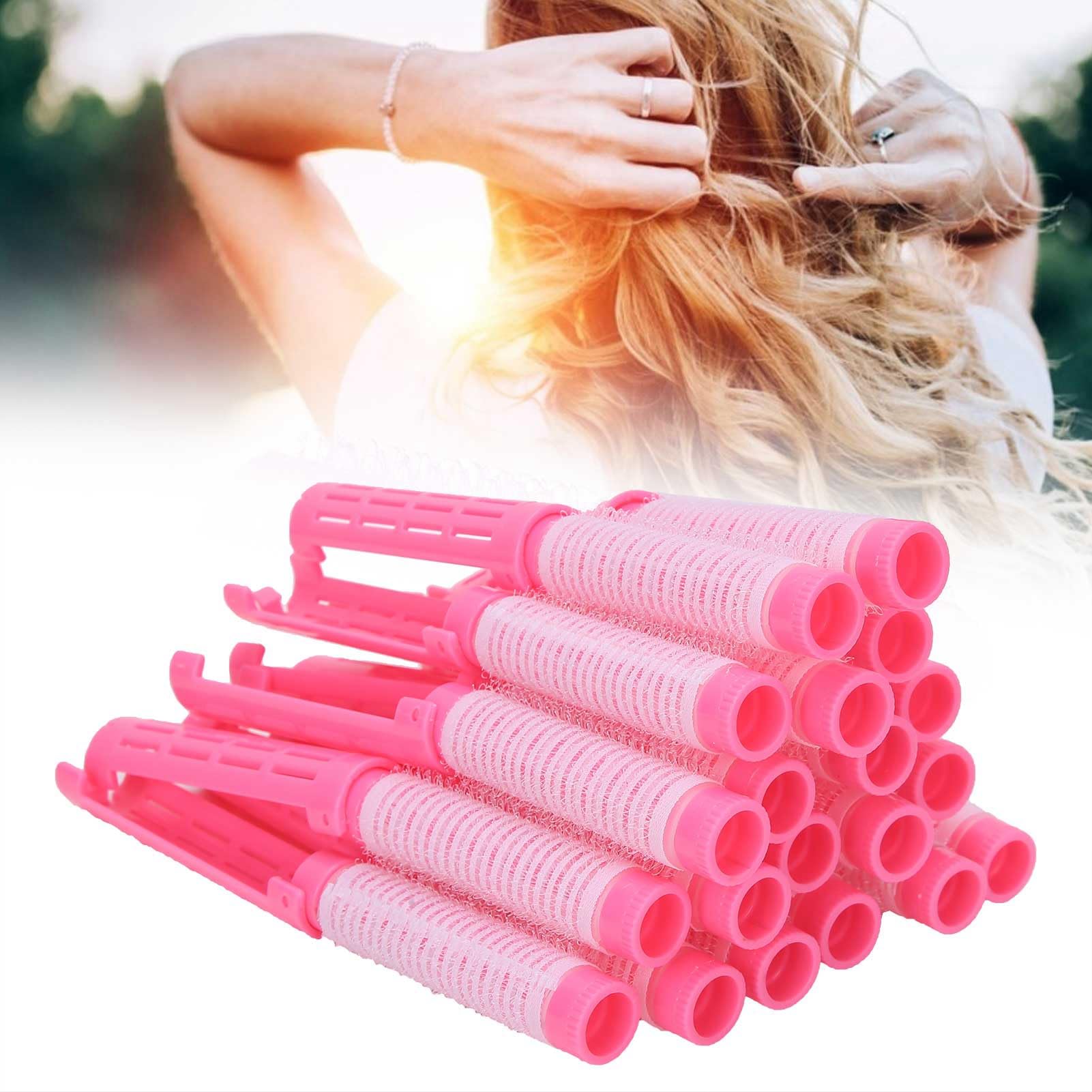 Hair Perm Kit, 20pcs Rods Large Kit for Women, 20pcs Fluffy Hair Perm Rods with Clips for Soft and Plump Curls, Hairdressing Tool Kit Fluffy Roller Curler Hairdressing Styling Tool (Pink)