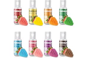 PANDALAB Oil Based Food Coloring Set for Chocolate - 8 colors Vibrant Edible Baking Food Dye for Chocolate, Candy Melts, Fondant, Butter, Meringues, Cookie Icing Frosting, Donut - 0.67 Fl.Oz Bottles