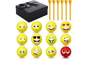 MiniInflat 19 Pcs Funny Golf Balls Set for Kids Adults Includes 12 Emoticon Practice Balls 6 Tees and Gift Box Novelty Golf Accessories for Men Women Birthday