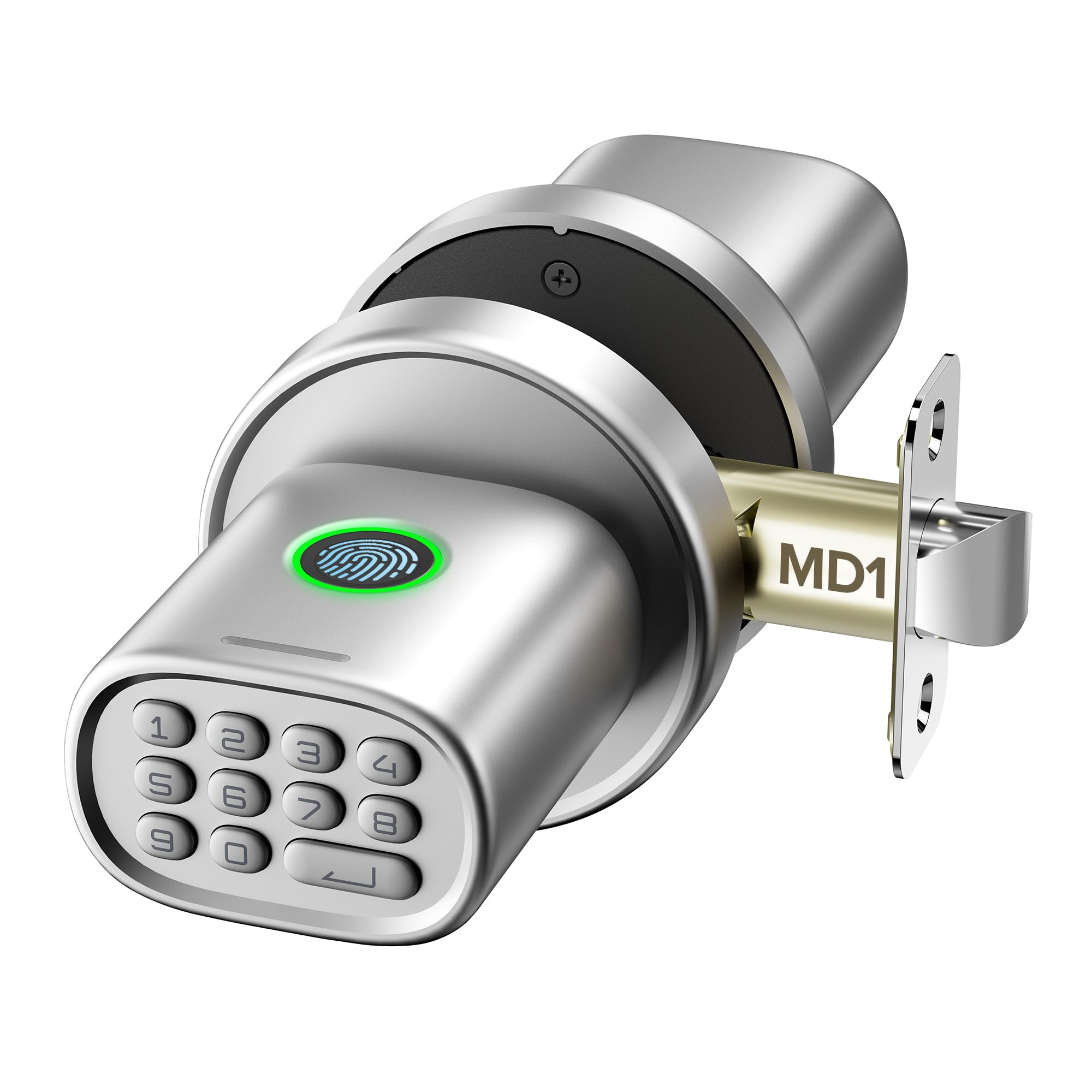 Photo 1 of ThorBolt Keyless Entry Door Lock, Fingerprint Door Lock with Keypad Biometric Door Knob, Auto-Lock for Interior Doors Thickness up to 2-1/4", Bedroom, Home Office, Garage, 4xAA Alkaline, MD1 Silver