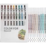 STAPENS Retractable Gel Pens, 0.5mm Fine Point Ballpoint Pens with Pen Refills (Nordic 9 Colors)