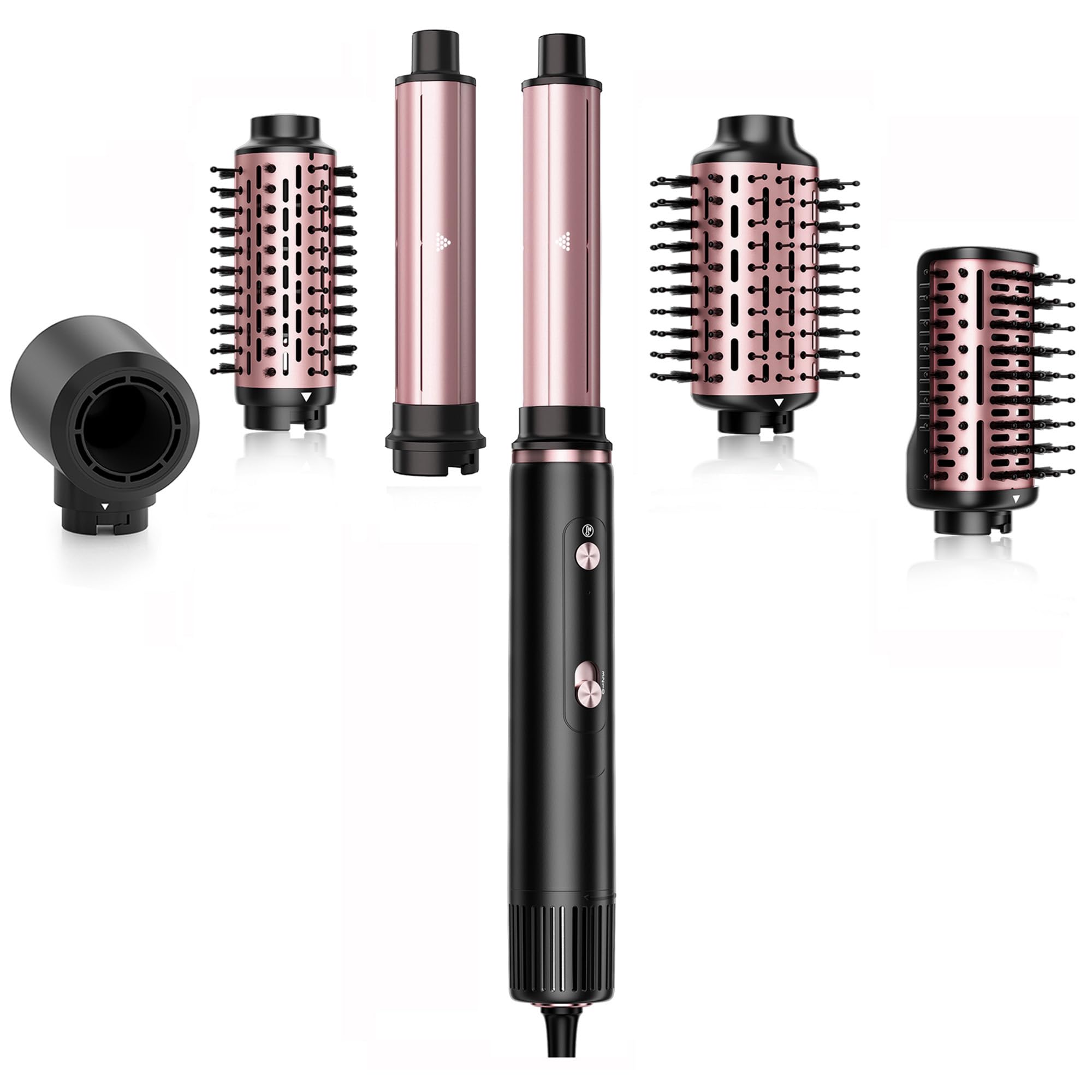Photo 1 of SKIMI 110,000 RPM Brushless Motor Hair Dryer Brush - 5 Muti-Styler for Fast Drying, Curling, Volumizing & Straightening | High-Speed Hot Air Brush for All Hair Types (Black & Blush Rose)