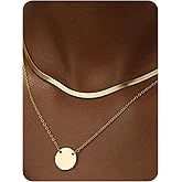 MSCHA HOME Gold Necklace for Women Stack Trendy Non Tarnish Choker Chain Pendant 14K Gold Plated Simple Dainty Double Layered Jewelry Set Gift