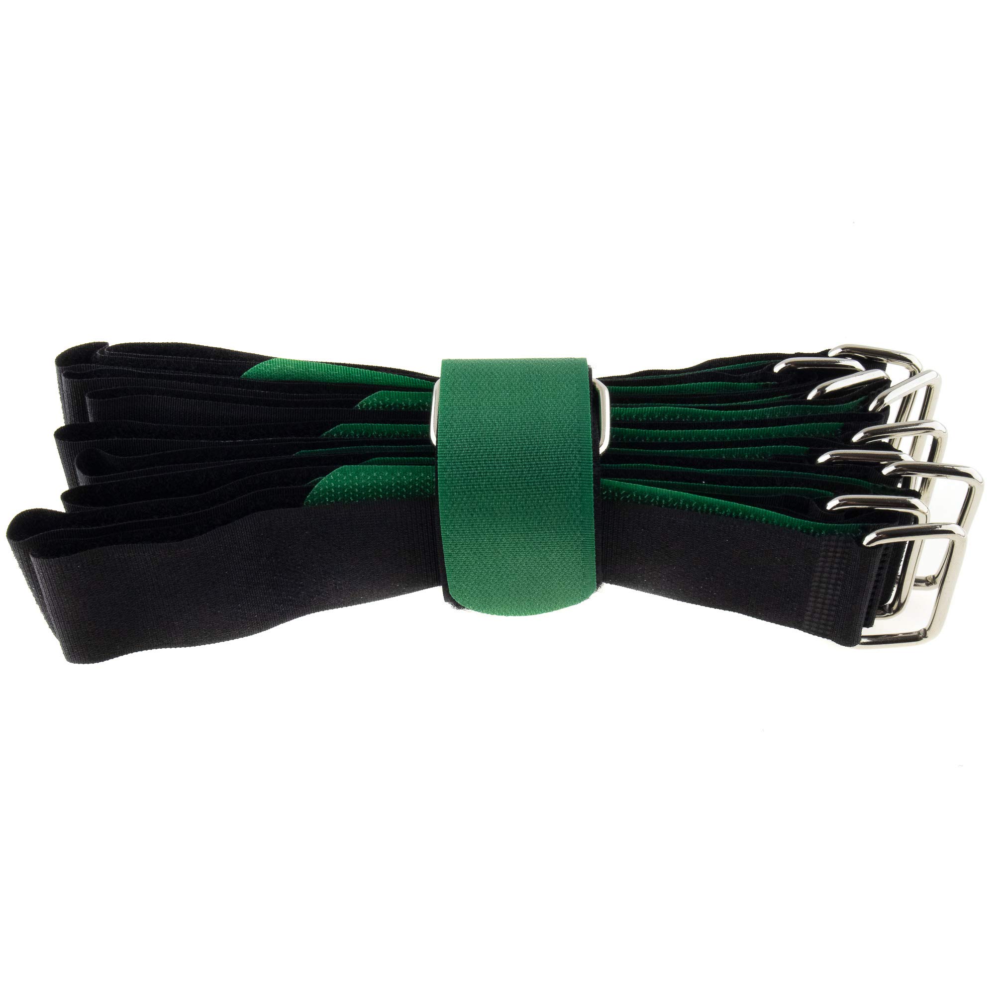 10x Velcro Cable Ties 600 x 38 Black/Green Velcro Crossed Velcro
