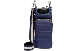WanderFull Crossbody HydroBag | Quilted Water Bottle Carrier & Strap | Stylish Puffer Tote for Water Bottle