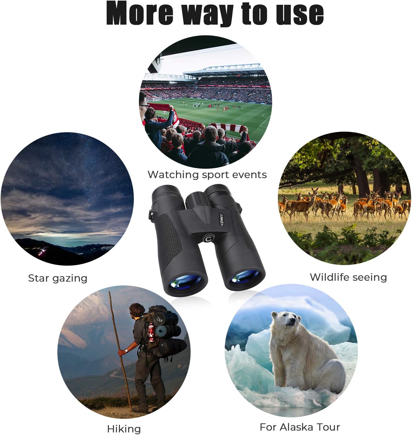 SkyGenius 10x42 Binoculars for Bird Watching, Antifog Waterproof Binoculars for Adults, Bak-4 Roof Prism Quick Focus HD Binoculars for Sporting Event Sightseeing with Strip : Camera & Photo
