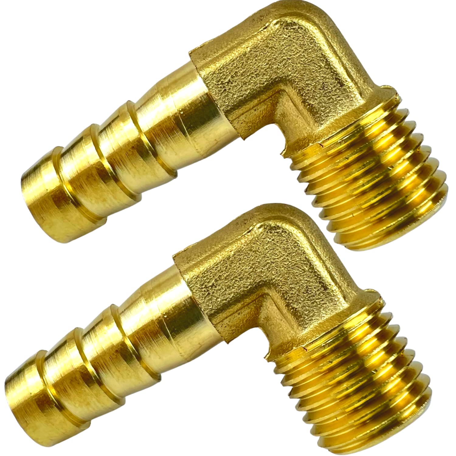 Photo 1 of 2pcs 90 Degree Elbow 3/8" Hose Barb to 1/4" NPT Male Brass Fitting by CX WONDERLAND