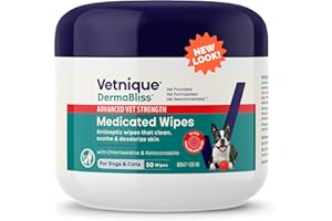 Vetnique Dermabliss Advanced Strength Medicated Antibacterial Wipes for Dogs with Chlorhexidine for Infections, Irritation & Redness Relief