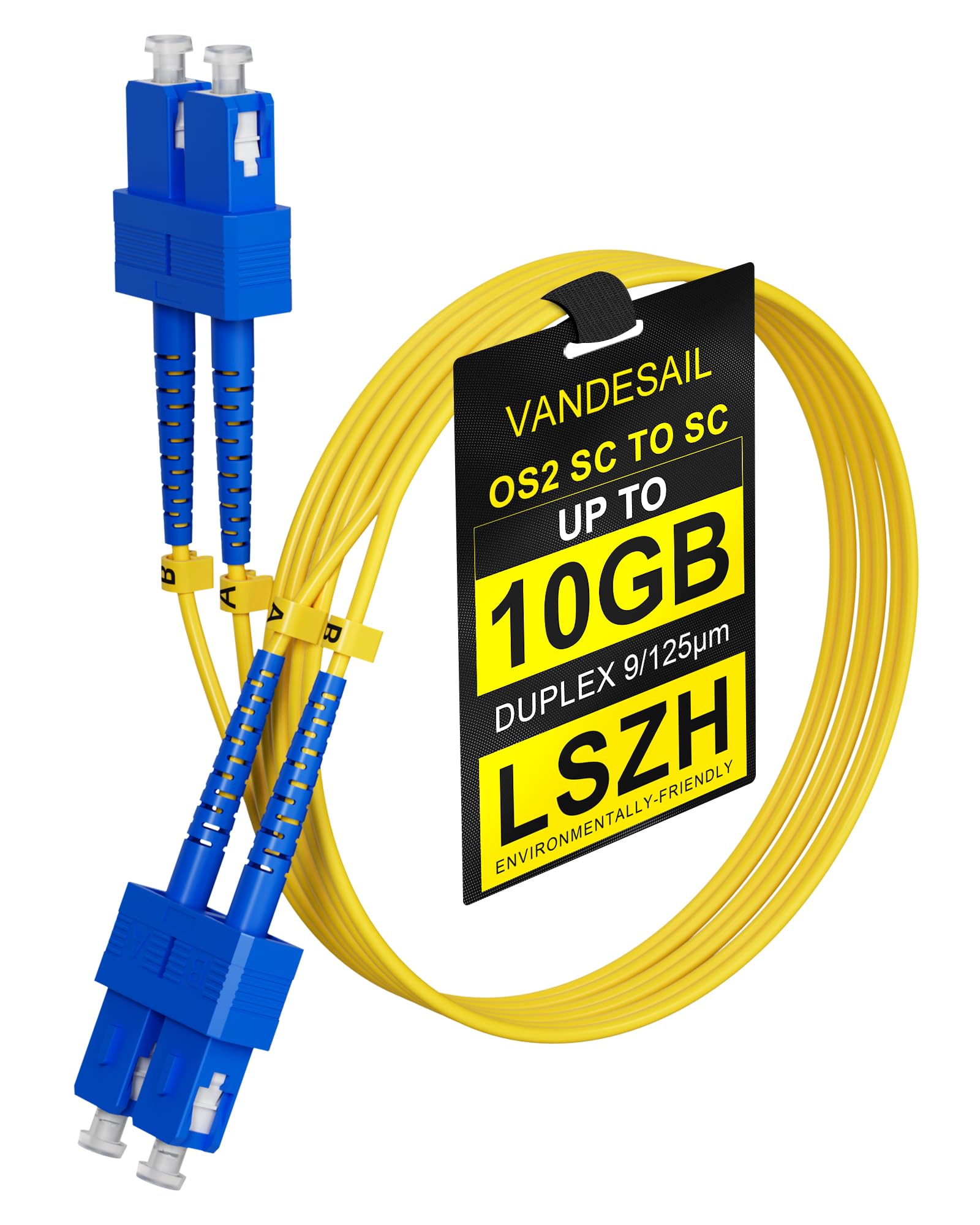 VANDESAIL OS2 SC to SC Fiber Patch Cable Single