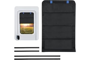 funomo RV Door Window Shade, 25 x 16 Inch Foldable RV Window Cover, 100% UV Rays Protection Camper Trailer Door Window Cover, Waterproof Thickened Oxford Fabric (Black)