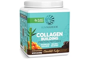 Sunwarrior Vegan Collagen Building Powder Protein Peptide with Biotin Vitamin C Hyaluronic Acid for Hair Skin Nail Dairy Free Gluten Free | Chocolate