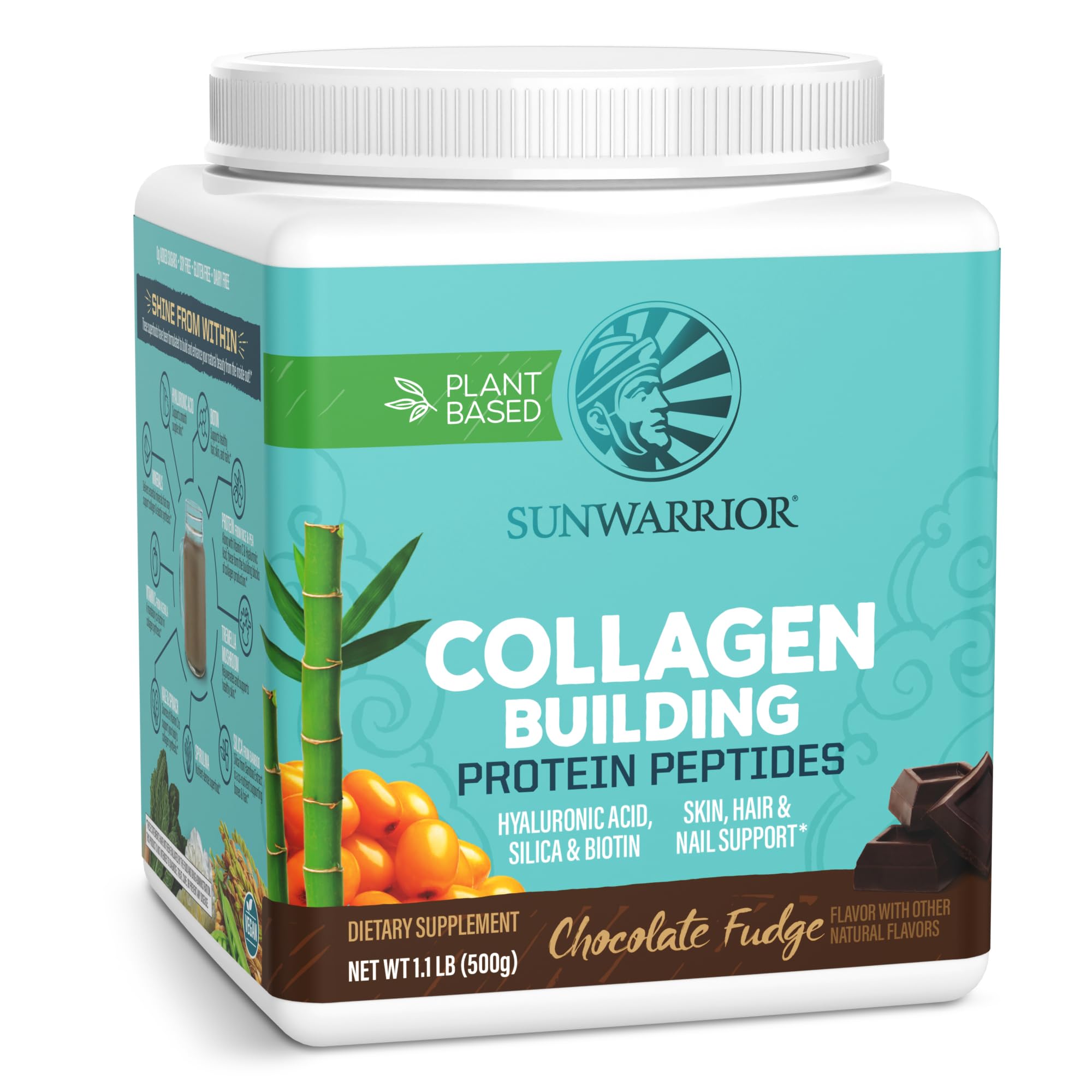 Sunwarrior Collagen Building Protein Peptides, Chocolate Fudge, 500 g