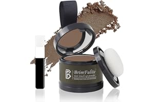 BRIMFULITE Hair Root Touch Up Powder, Quick Cover Gray Hairline Powder, Windproof & Sweatproof Root Cover Up Powder for Women Men with Compact Puff and Mirror 0.14 Oz. (Brown, 0.14 Oz.)