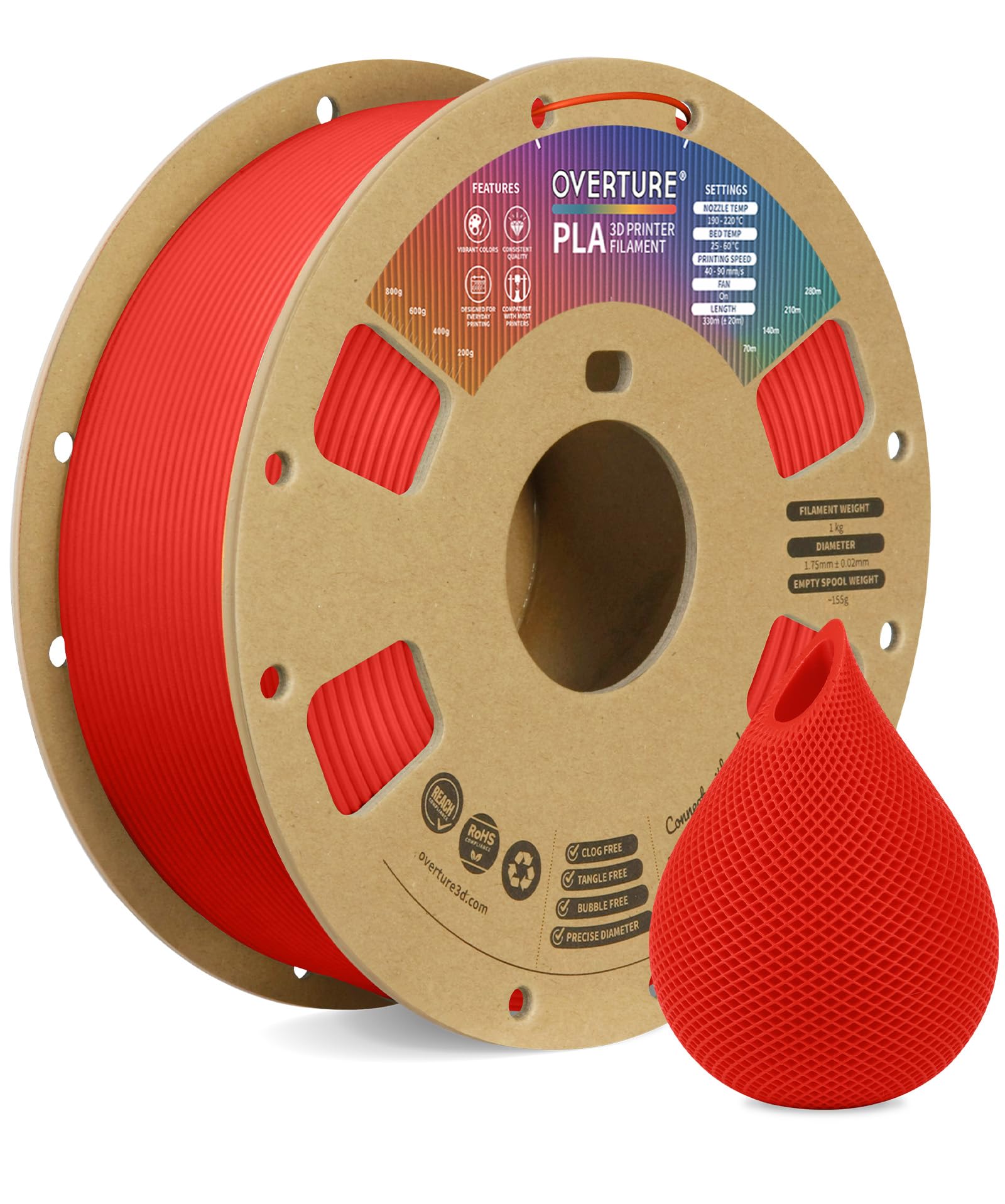 OVERTURE PLA Filament 1.75mm PLA 3D Printer