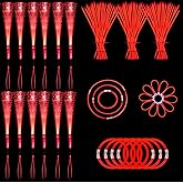NUDALA 112 Pcs Red Light Up Wand Glow Sticks Party Favors 100 Glowstick Necklaces Bracelets with Connectors 12 Fiber Optic Wand for Valentine's Day, Neon Party,July 4th ,Christmas