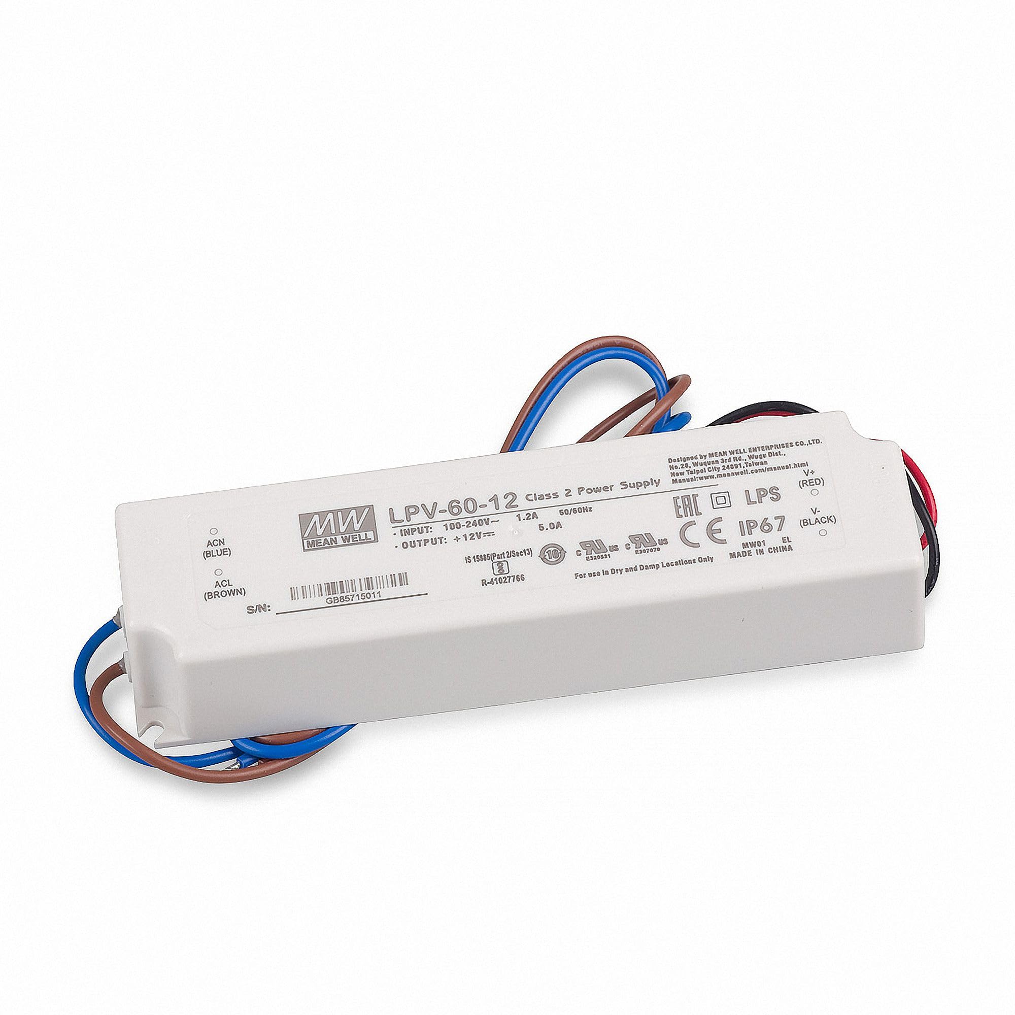 Meanwell MEAN WELL LPV-60-12 power suplies for LED 60W 12V 5A IP67