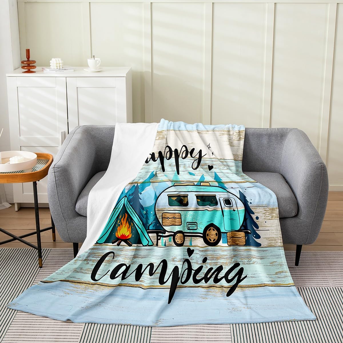 Feelyou Camper Theme All Season,Bed Blanket Happy