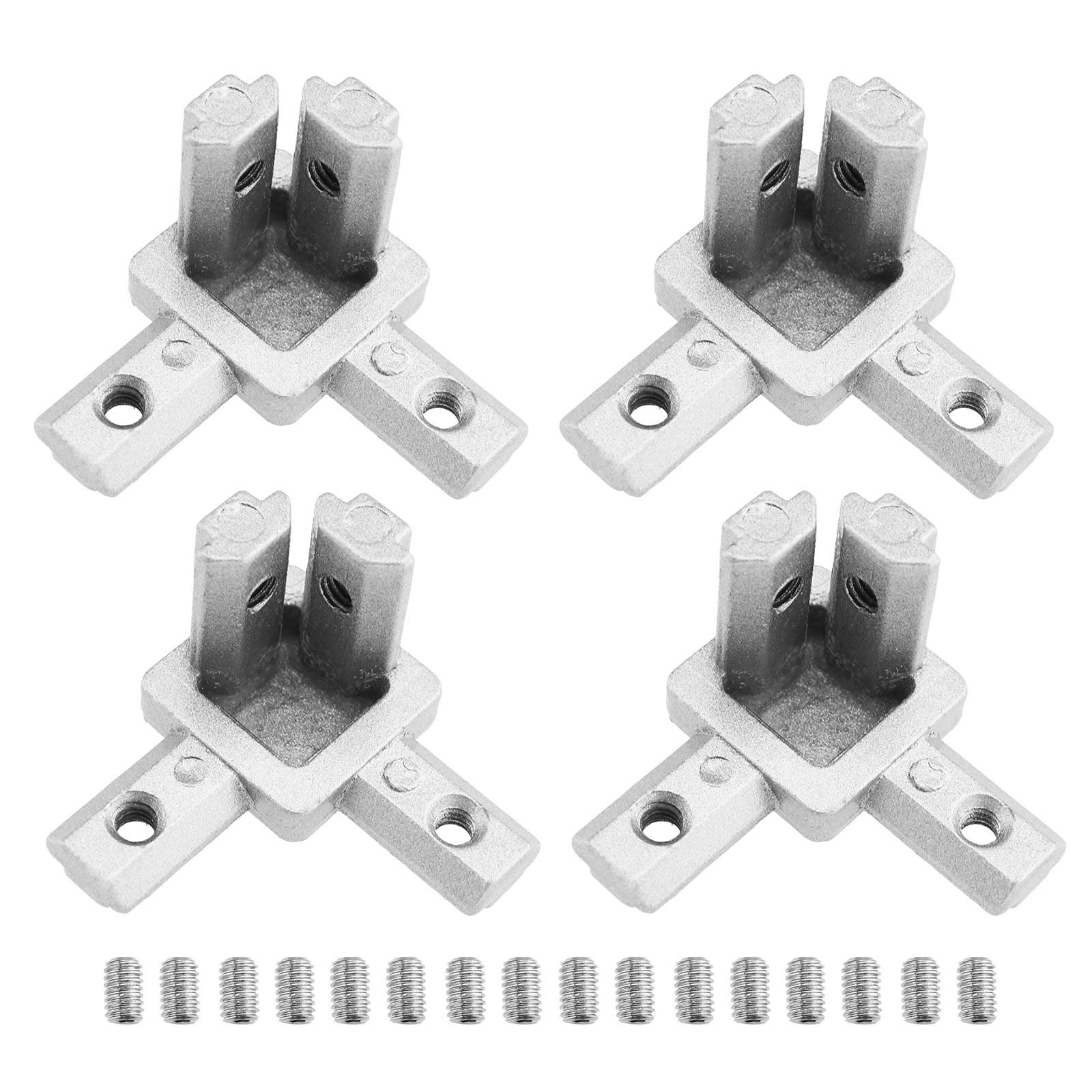 OTOTEC 4Pcs 3-Way 2020 Series End Corner Bracket T Slot 2020 Bracket Kit with Screws Aluminum Extrusion Connector for European Standard Aluminum Extrusion Profile