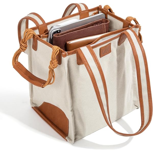 Lee Women's Canvas Tote Bag - Large Crossbody Shoulder Handbag With Multi-Pockets (LEE53-001TN) - View #4