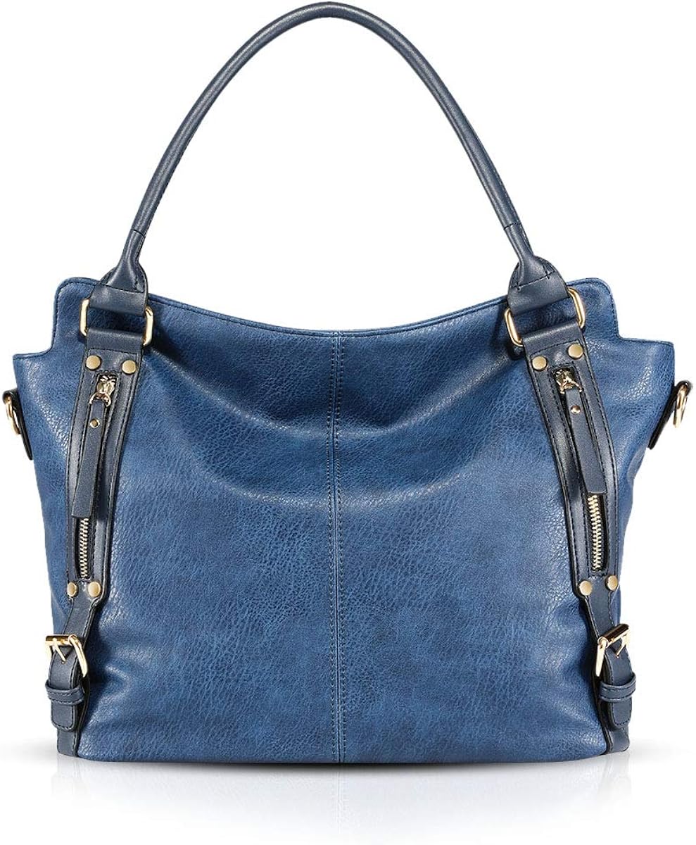 NICOLE & DORIS Woman Handbags Stylish Women Hobo Shoulder Bags Large Capacity Crossbody Bags PU Leather Blue