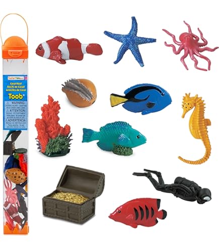 Cubitube Collection Requins - 11 Figurines Miniatures + Tube De Rangement - Jouet Enfant Océan, Décoration