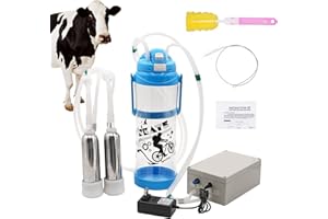 PAULOZYN Milking Machine for Cow Electric Milker 3L Portable Pulsation Vacuum Pump Automatic Plug-in Speed Adjustable Milking Supplies with Milk Bucket, Tube, Brush