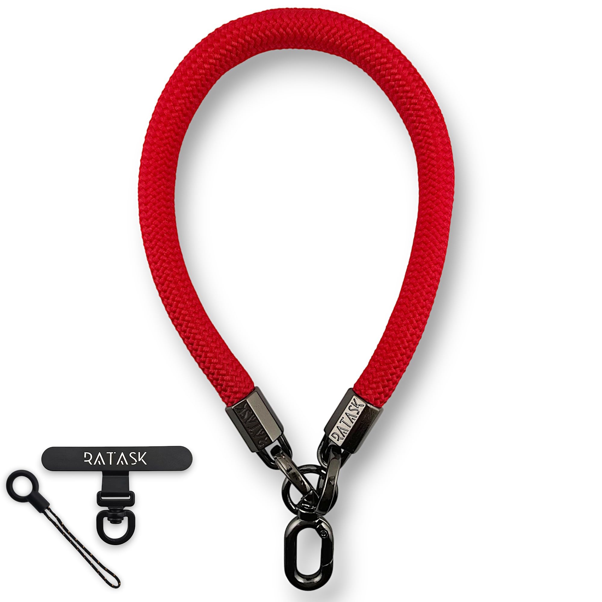 RATASK Wrist Strap Lanyard, Rope Lanyard Wrist Strap for Mobile Phones, Cameras, Keyring, Keychain,Mobile Accessory Pendant, UPGRADED Hardware and Strong Metal Tether Tab (Red)