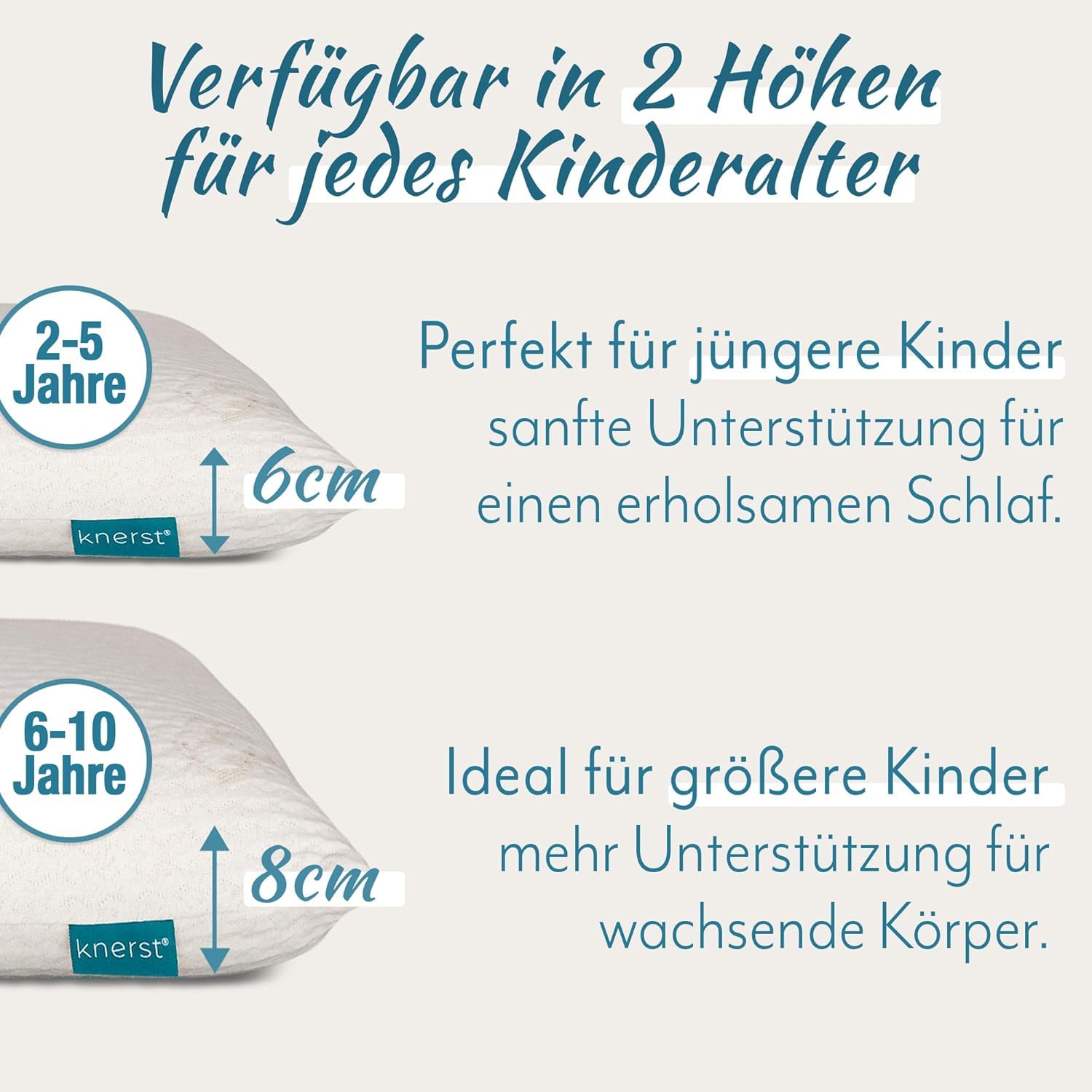KNERST® Kinderkopfkissen - Ergonomisches Kissen Kinderzimmer mit Memory-Schaum - Kissen 40x60x6 cm ideal als Kinderkissen 3