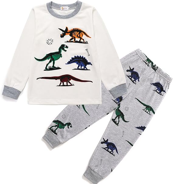 Toddle Boys Pyjamas Set Dinosaur Pjs for Boy Winter Nightwear Kids