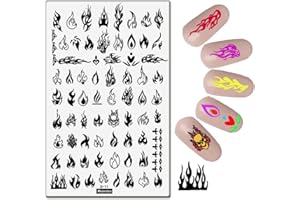 MEZERDOO Flame Nail Stamping Plates Nail Template Fire Skull Stamp Nail Art Stamp Image Template Blaze-Series Nail Art Image Design Tools 9.5CM×14.5CM Rectangle Nail Stencil