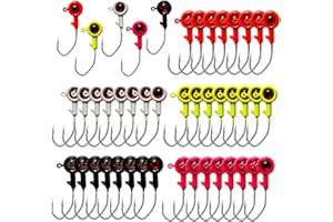 Bombite Crappie Jig Heads, 40 Pack Fishing Jigs - 1/32oz, 1/16oz, 1/8oz