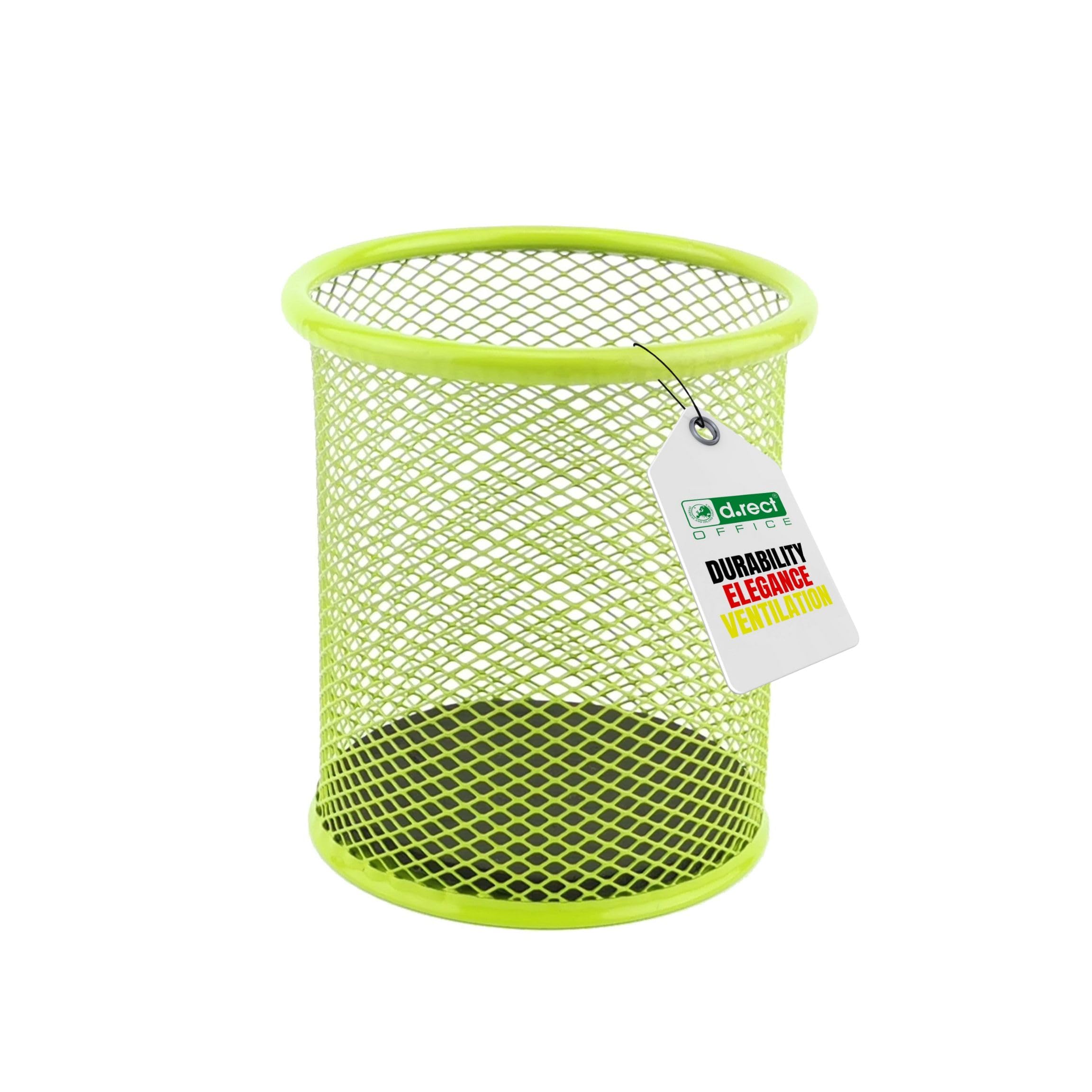 Leviatan Metal Pen Holder Round Wire Metal Mesh Multifunctional Cup for Ballpoint Pen Diameter 91 mm Lime