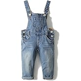 KIDSCOOL SPACE Little Girl Boy Jean Overalls,Toddler Ripped Denim Overall Pants