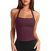 LASLULU Womens Sexy Halter Sports Bra Workout Tops Wirefree Sleeveless Gym Yoga Tank Tops Y2k Casual Crop