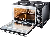 Cooks Professional Mini Portable Oven 28L with Hobs & Timer - Black/Silver view 3