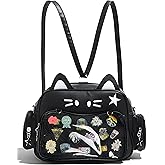 VOUSXLLEZ Cute Cat Ita Bag Pin Display Backpack,Shoulder Crossbody,Multi-Purpose, Kawaii Purse with Insert,PU Leather, for Kpop Fan Anime (Pins NOT Included) (Black)