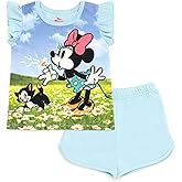Disney Minnie Mouse Lilo & Stitch Little Mermaid Ariel Floral T-Shirt and French Terry Shorts Outfit Set Infant to Big Kid