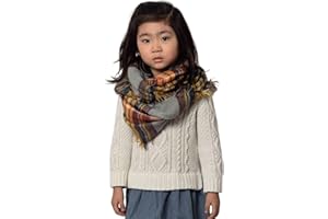 TD COLLECTIONS Fashion Scarf for Kids - Kids Flannel Infinity Scarf, Soft Light Plaid Shawl Wrap, Toddler Girl scarves for winter Autumn