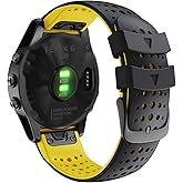 Abanen Silicone Quick Fit 22mm Watch Bands for Garmin Instinct 3 45mm / Fenix 8 47mm / Fenix 7/6/ 5, Soft Sport Skin-Friendly Waterproof Wristband Strap for epix Pro/Approach S70 (47mm)