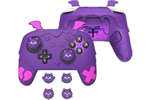 PlayVital for Nintendo Switch 2 Pro Controller Silicone Cover – Gothic Imp Series Cute Protective Skin Case for Switch 2 Pro Controller w/Back Button Caps & Thumb Grip & Sticker, Shockproof - Purple