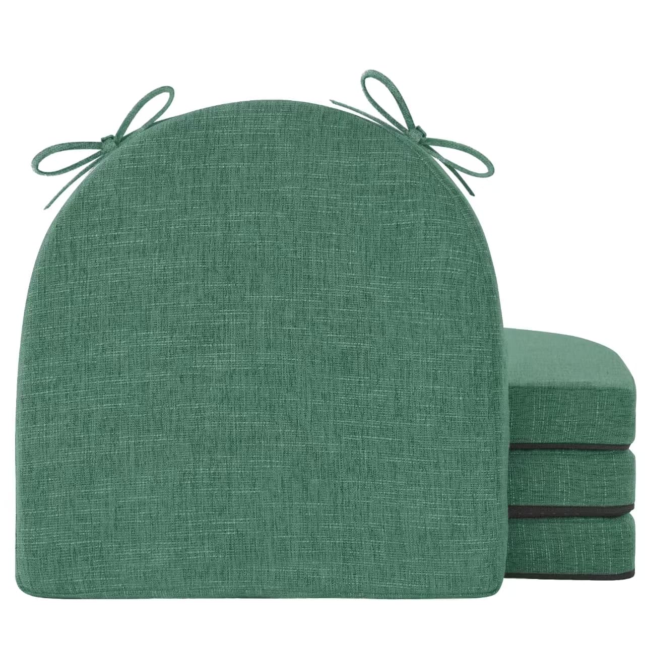 Photo 1 of IPYNBAP Chair Cushions for Dining Chairs with Ties and Removable Cover, Dining Kitchen Chair Pads with Non-Slip Bottom, High-Resilience Indoor Seat Cushions, 16'' x 16'' x 2'', Set of 4, Dark Green